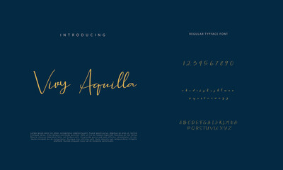 Fototapeta premium Handwritten Script font. Hand drawn brush style modern calligraphy cursive typeface. Hand Lettering and Custom Typography alphabet for Designs: Logo, Greeting Cards, Poster. Vector Brush type set. 
