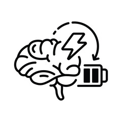Brain and Battery Flash Line Icon Design for energy and electricity
