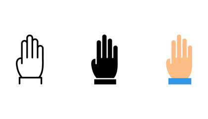 Hand icons set with finger count. Hand gesture symbols, counting by bending fingers. vector illustration on white background