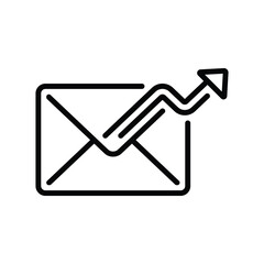 Email and Increasing arrow icon in line style