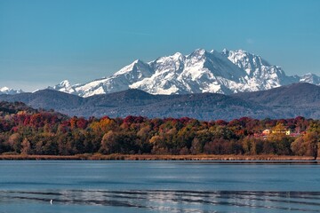 Monte Rosa reflected on Varese lake