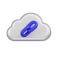 Elevate your designs with our Cloud Link with Chain 3D Icon. Symbolizing connectivity and security, this illustration adds a modern touch to your projects. Enhance visual impact and convey strength.
