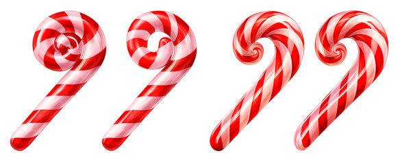 Christmas candy canes on transparent, png . for card, party, design, flyer, poster, banner, web, advertising 
