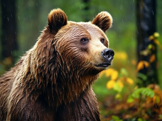 Fototapeta premium A close-up shot capturing the majestic details of a bear in its natural habitat.