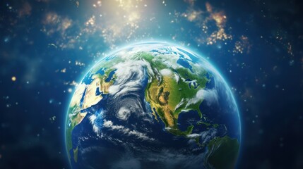 Obraz na płótnie Canvas Earth from Space with Sunlight