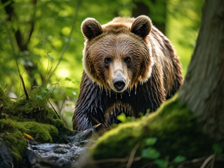 Obraz premium A close-up shot capturing the majestic details of a bear in its natural habitat.