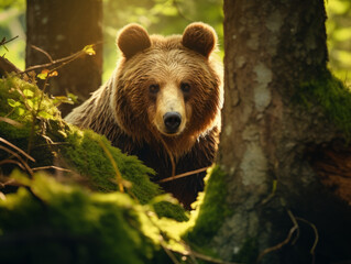 Obraz premium A close-up shot capturing the majestic details of a bear in its natural habitat.