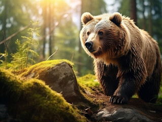 Obraz premium A close-up shot capturing the majestic details of a bear in its natural habitat.