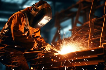 Close-up shot of arc welding with sparks