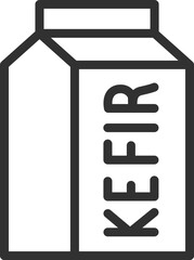 Kefir in a paper pack, linear icon. Line with editable stroke