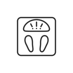 Scale with exclamation point, linear icon, overweight. Line with editable stroke