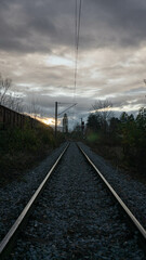 Obraz premium railway in the morning in the countryside
