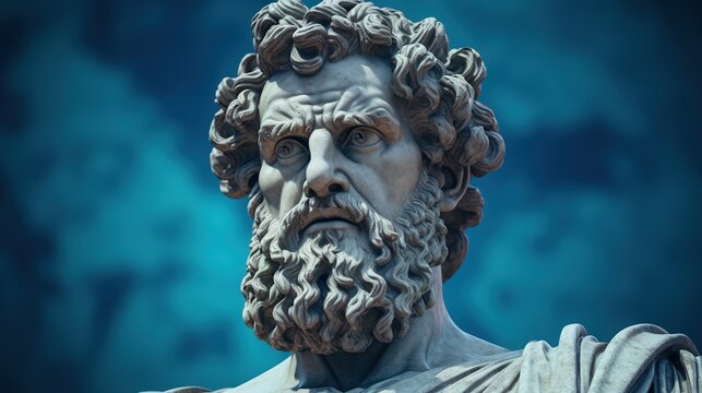 Generative AI, Stoicism concept, sculpture of a stoic, representing philosophy, ancient greek god statue