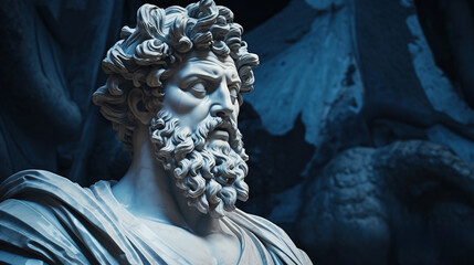 Generative AI, Stoicism concept, sculpture of a stoic, representing philosophy, ancient greek god statue