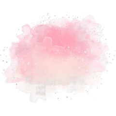 Pink Cloud Smoke Watercolor. Isolated on White Background and Transparent PNG.