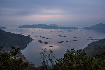 日本の岡山県瀬戸内市の迫門の曙の美しい夜空