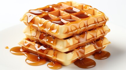 a stack of waffles with syrup on top