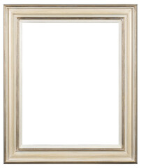 White varnished wooden picture frame in PNG format on a transparent background.