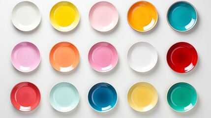 a group of colorful plates