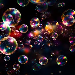 Naklejka premium a group of bubbles in the sky