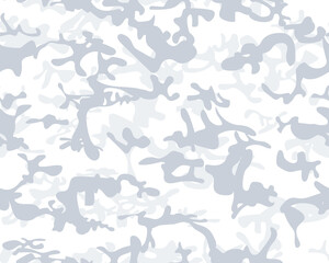 Hunter Military Camoflage. Seamless Camo Paint. White Fabric Pattern. White Seamless Brush. Woodland Vector Background. Army Gray Canvas. Winter Camouflage. Dirty Camo Paint. Modern Snow Texture. © Ihar