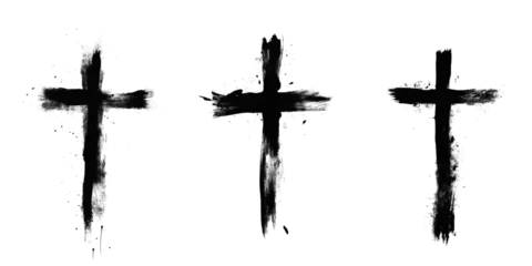 Deurstickers Holy Cross , Charcoal Cross Set of Three, Finger Smudging Crucifix with Transparent background © Bo Dean