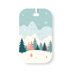 a tag with trees and mountains