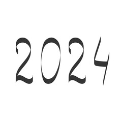 2024 hand drawn numbers. Calligraphy fonts, lettering. Decorative elements for calendar. Happy 2024 new year.  Vector