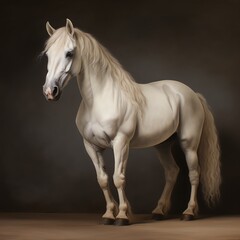 Obraz na płótnie Canvas a white horse with long mane