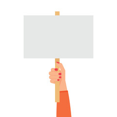 Fototapeta premium Woman hand holding placard