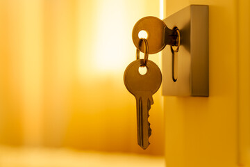 door lock and keys. open room - 682774847