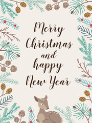 Decorative festive Christmas greeting card with deer - 682775494