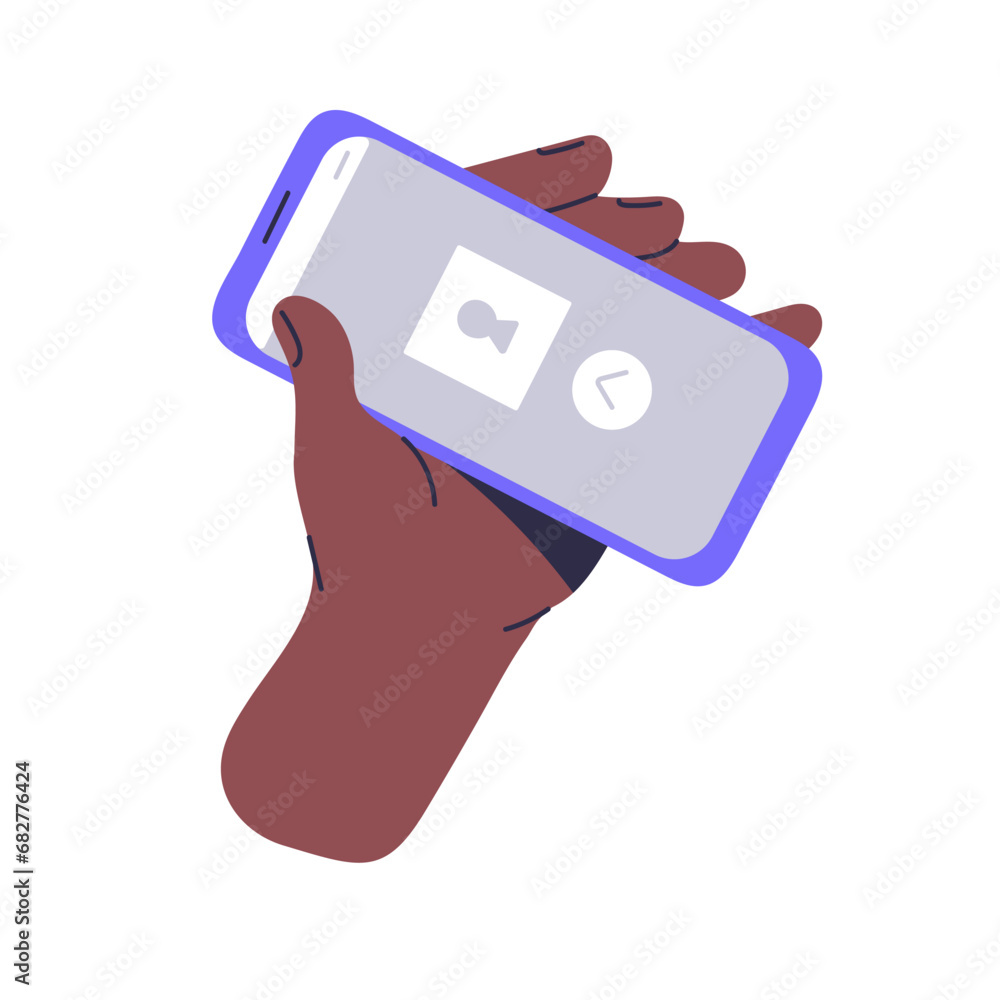 Poster internet protect on smartphone in hand. secure access to data, digital lock on mobile phone. cyber s