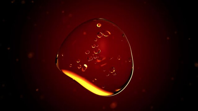 Water bubble golden yellow or similar to oil element Animation Seamless loop. Can be used as background in Environment or the petroleum industry, 3d render.