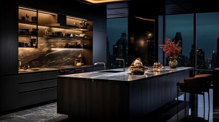 kitchen interior, modern stylish furniture