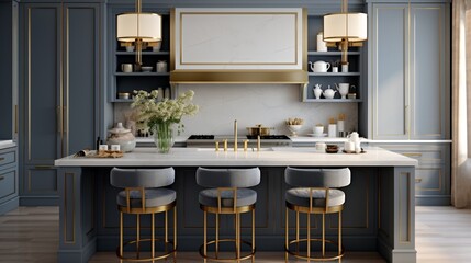Fototapeta na wymiar modern kitchen interior loft with easy chairs HD image