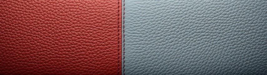 Contrasting Textured Leather Surfaces: Red and Undetermined Color - obrazy, fototapety, plakaty