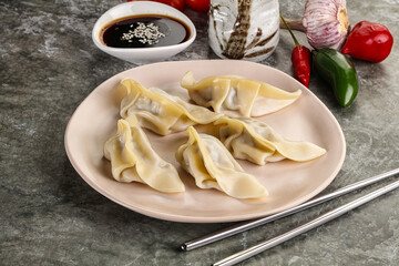 Japanese cuisine - dumplings gyoza with sauce