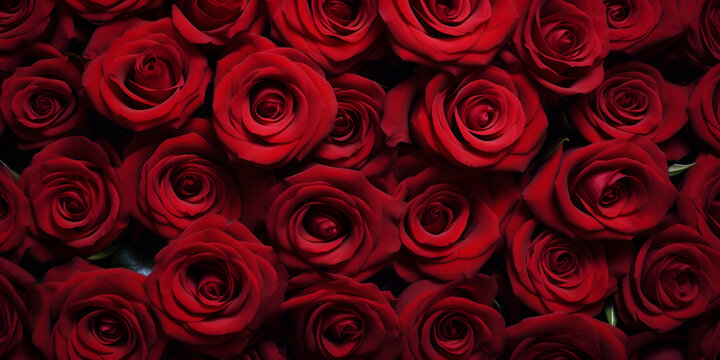 Dark Red Rose Floral Background Beautiful Textured Backdrop With Abundance Of Roses. Natural red roses texture background