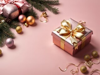 Fototapeta na wymiar Christmas background with pink paper texture background
