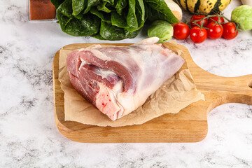 Raw lamb shank for cooking