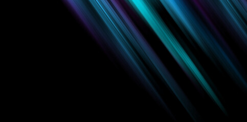 Black abstract background with blue colored stripes. Wide modern dark abstract banner design