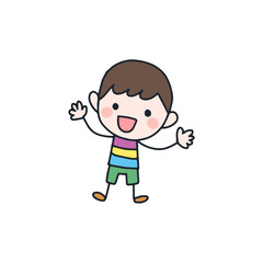 cute poses of cartoon children happy