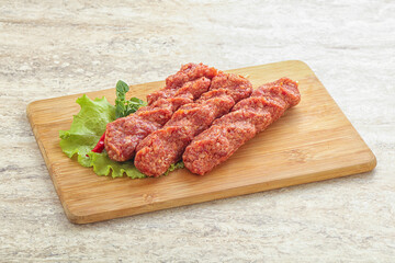 Raw beef kebab minced meat