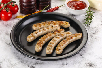 Grilled natural organick white sausages