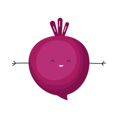 Vector Illustration of Children Healthy Nutrition Concept with a Cute Cartoon Funny Beet. Baby Vegetable Character or Mascot
