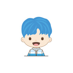 cute poses of cartoon boy band blue hair