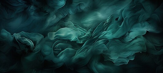 Fluid Motion: Abstract Ensemble in Turquoise and Deep Green - obrazy, fototapety, plakaty