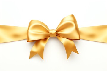 a gold bow with a ribbon