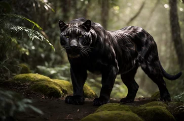 Fotobehang Black Panther in Jungle Portrait © Anime & Nature